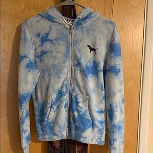 Victoria's Secret Pink Blue Tie-Dye Hoodie